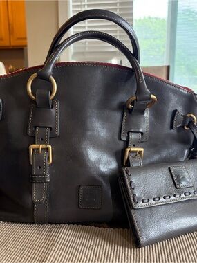 Dooney & Bourke Dark Brown Leather Satchel with Matching Wallet
